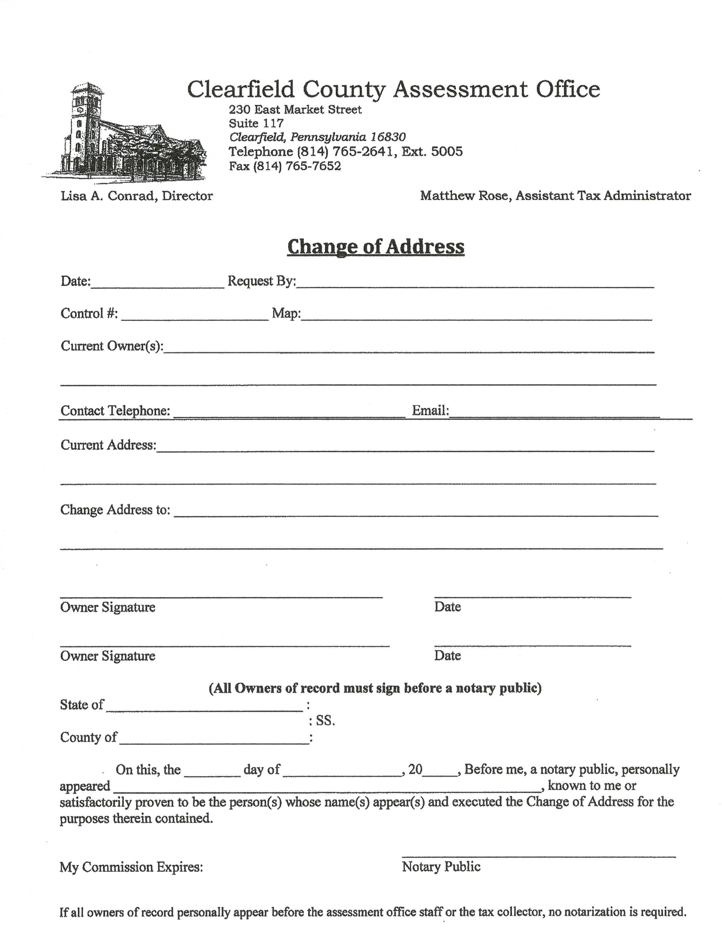 Clearfield County Change of Address Form